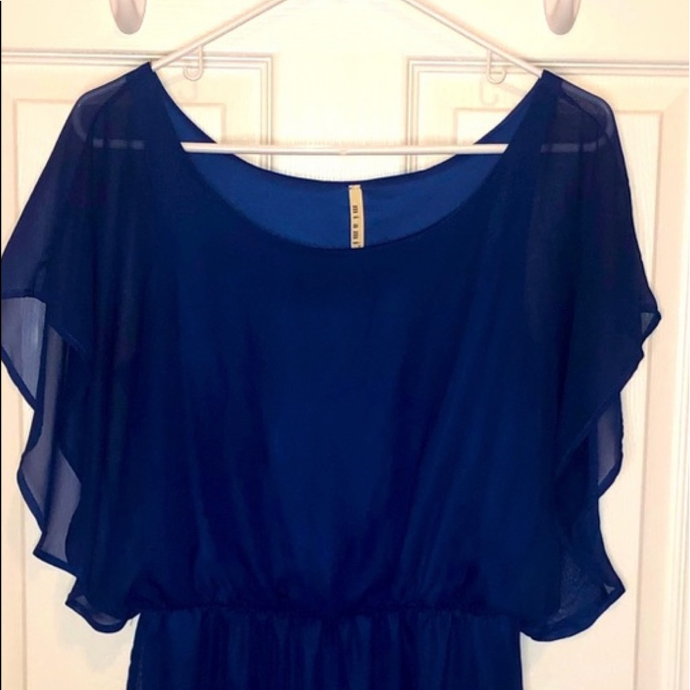Francesca Mi Ami Cobalt Blue w Sheer Sleeves Sz L